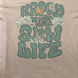 Zara Light Beige Graphic Tee with Mint Accent